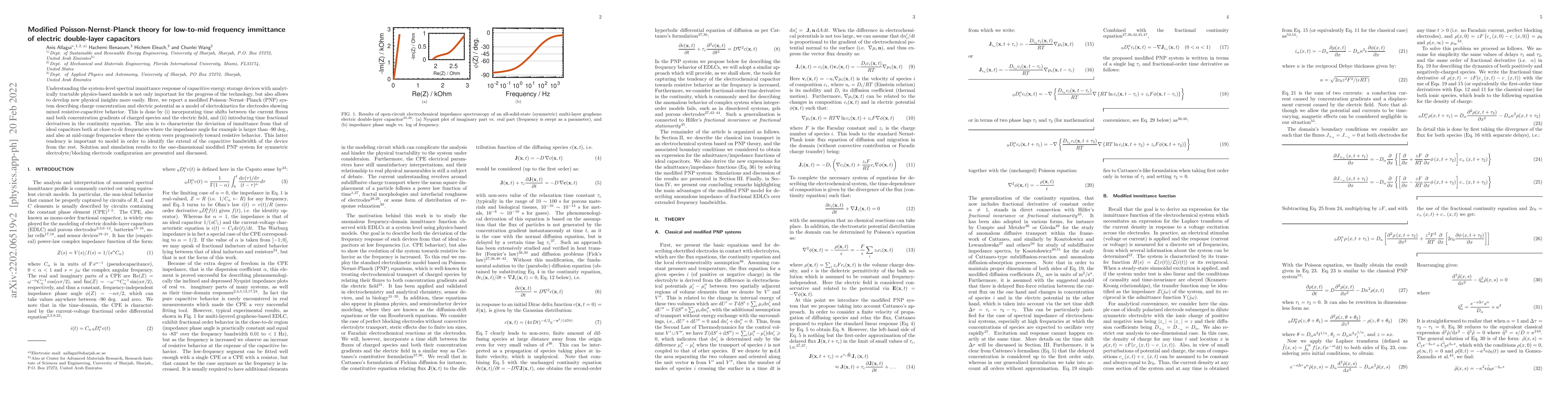 Thumbnail for Modified Poisson-Nernst-Planck theory for low-to-mid frequency
  immittance of electric double-layer capacitors