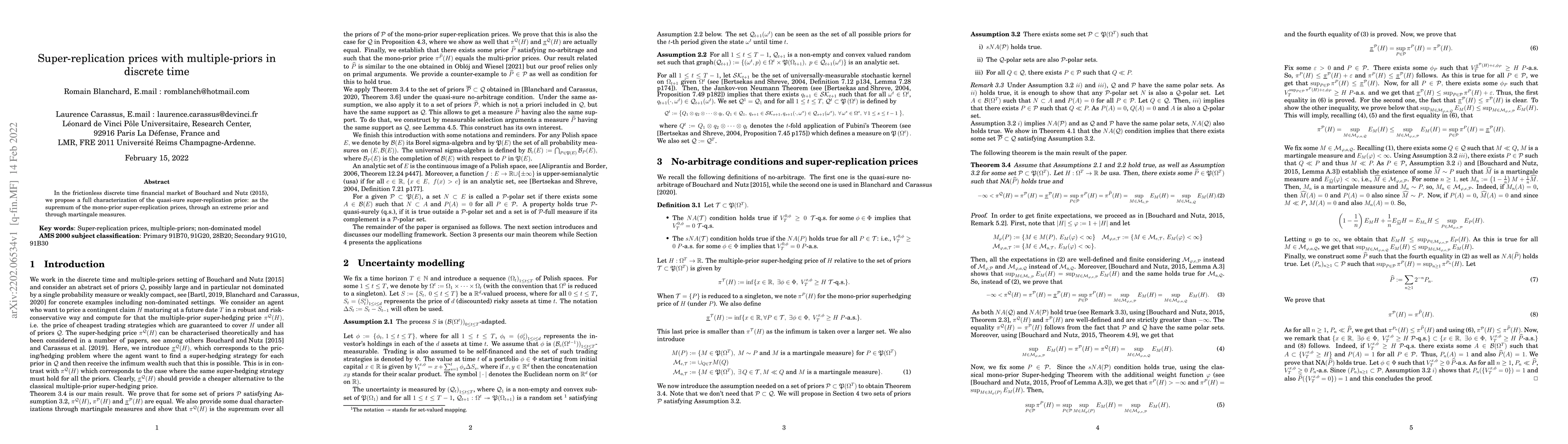 Thumbnail for Super-replication prices with multiple-priors in discrete time