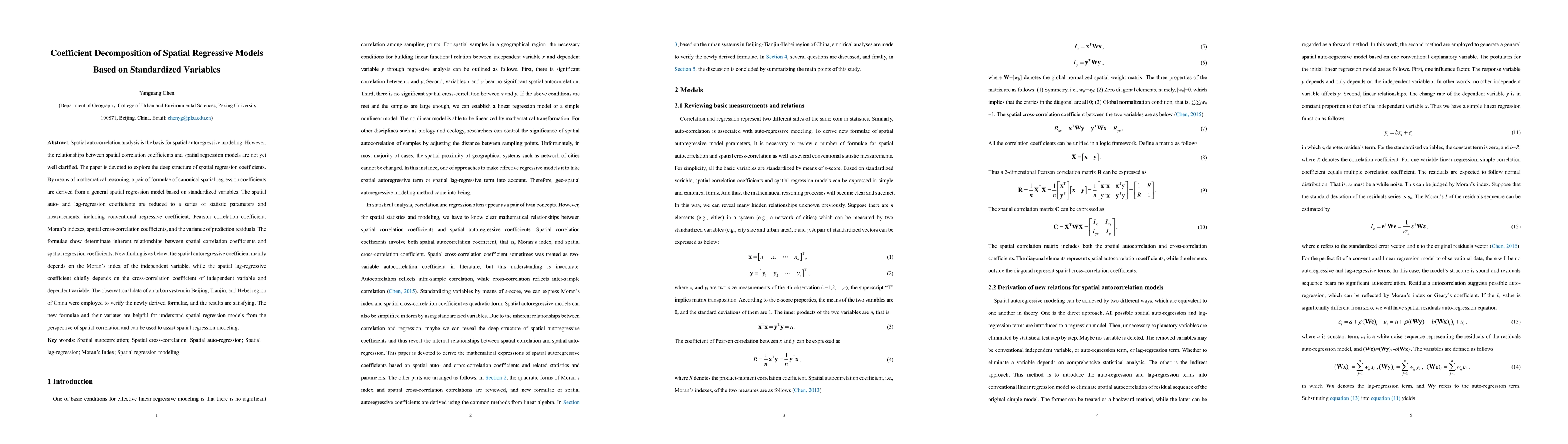 Thumbnail for Coefficient Decomposition of Spatial Regressive Models Based on
  Standardized Variables