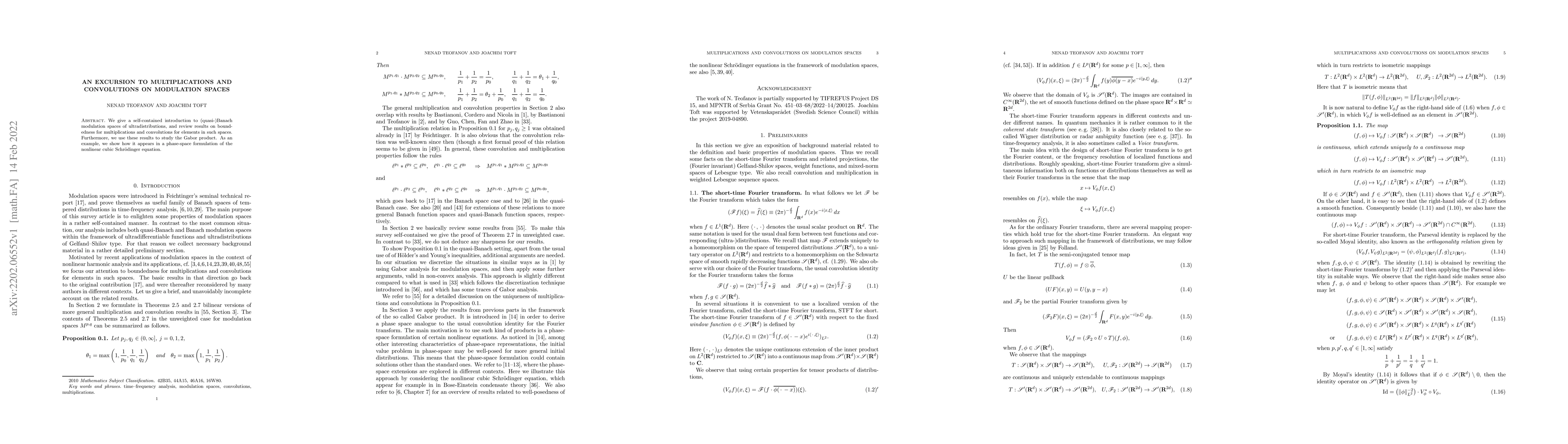 Thumbnail for An excursion to multiplications and convolutions on modulation spaces