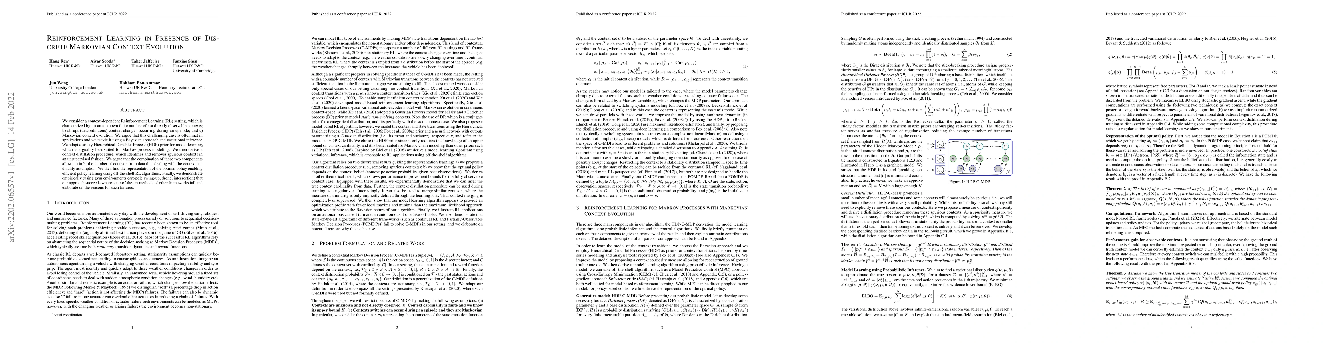 Thumbnail for Reinforcement Learning in Presence of Discrete Markovian Context
  Evolution