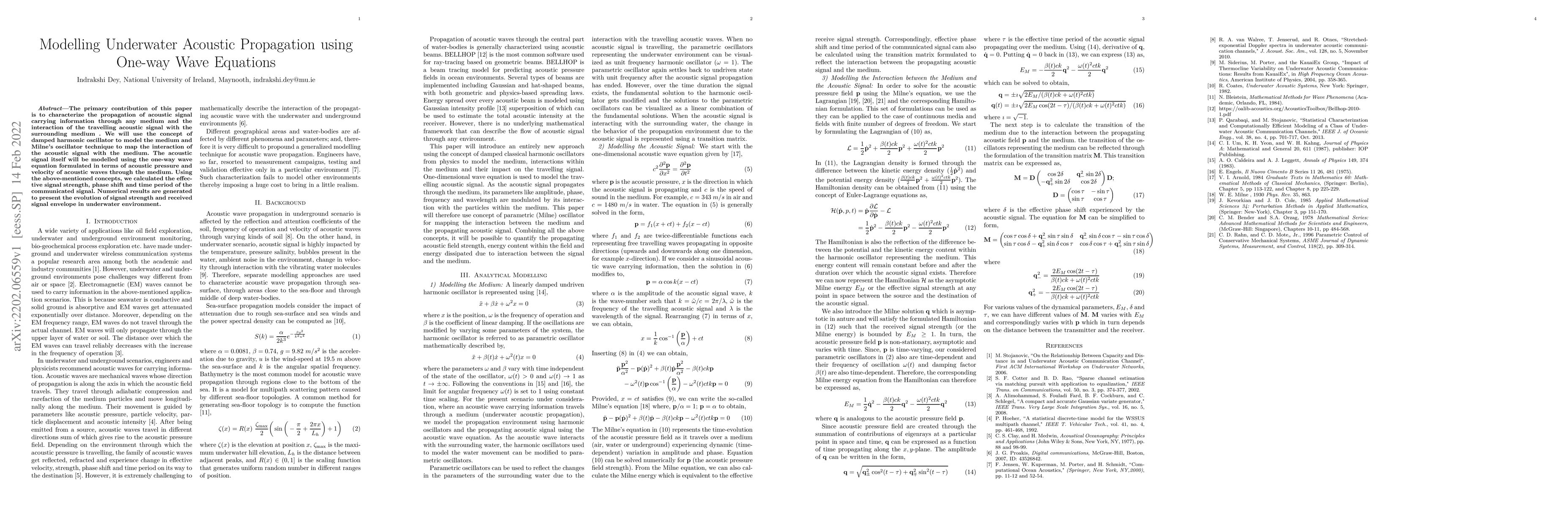 Thumbnail for Modelling Underwater Acoustic Propagation using One-way Wave Equations