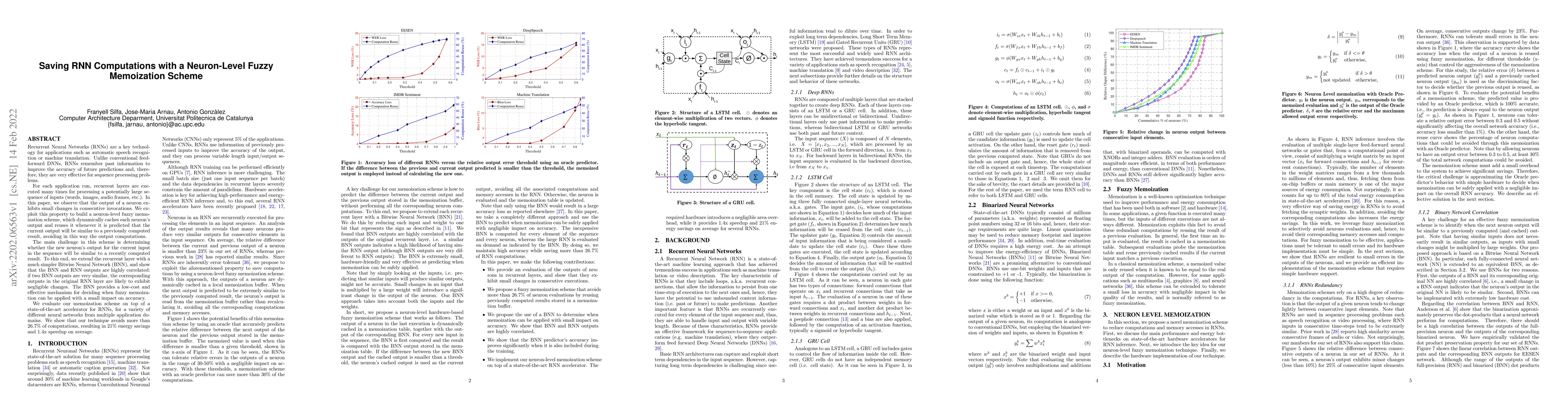 Thumbnail for Saving RNN Computations with a Neuron-Level Fuzzy Memoization Scheme