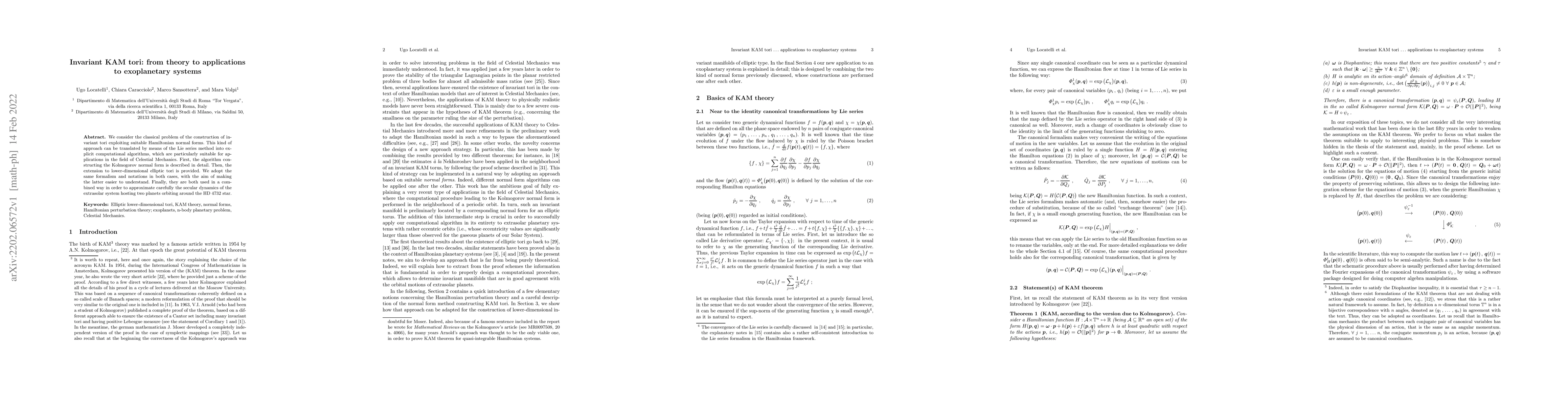 Thumbnail for Invariant KAM tori: from theory to applications to exoplanetary systems