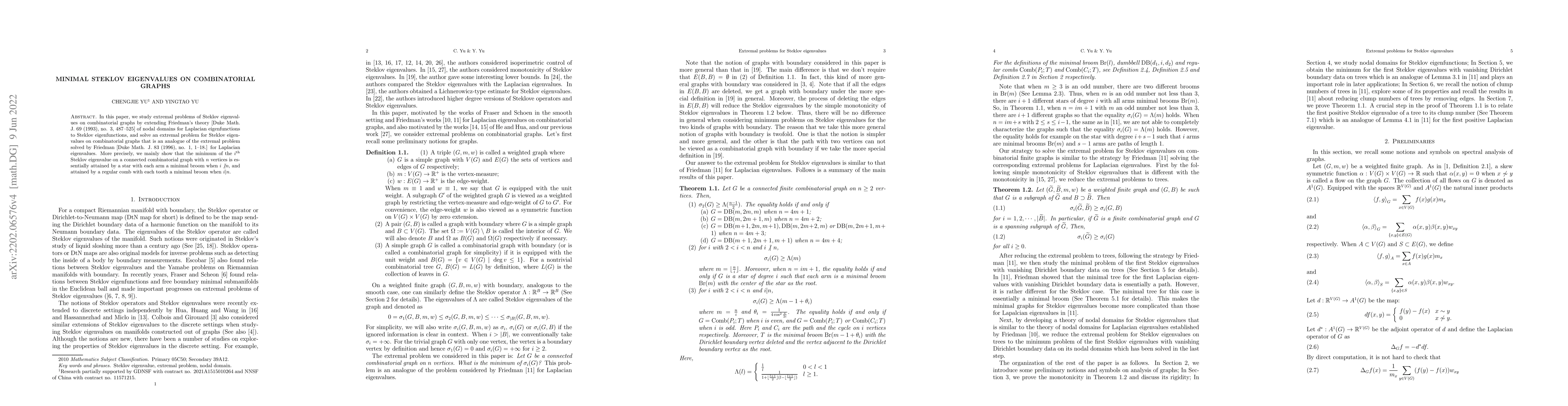 Thumbnail for Minimal Steklov eigenvalues on combinatorial graphs