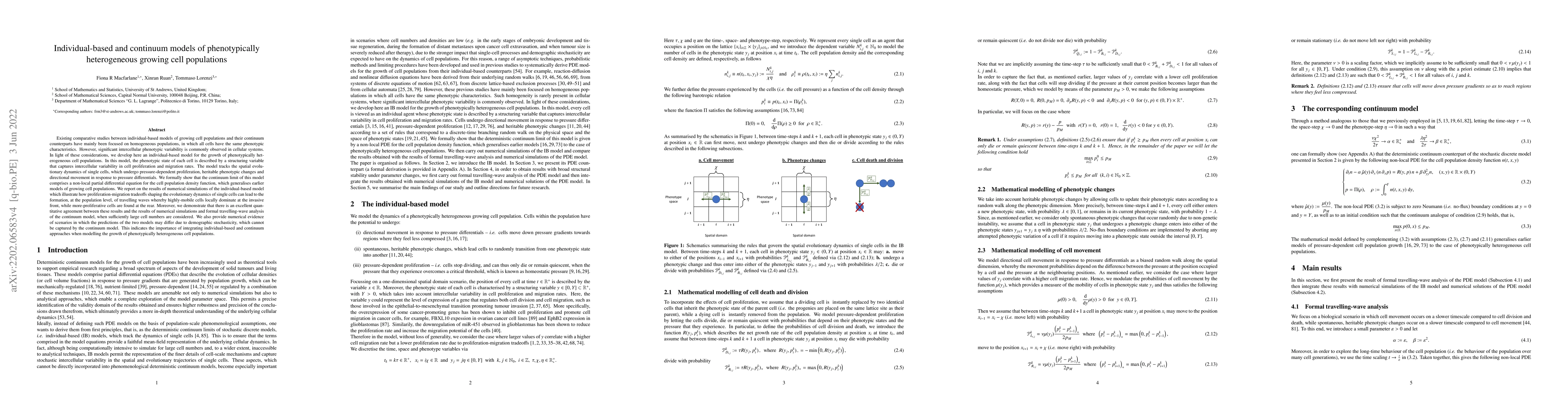 Thumbnail for Individual-based and continuum models of phenotypically heterogeneous
  growing cell populations