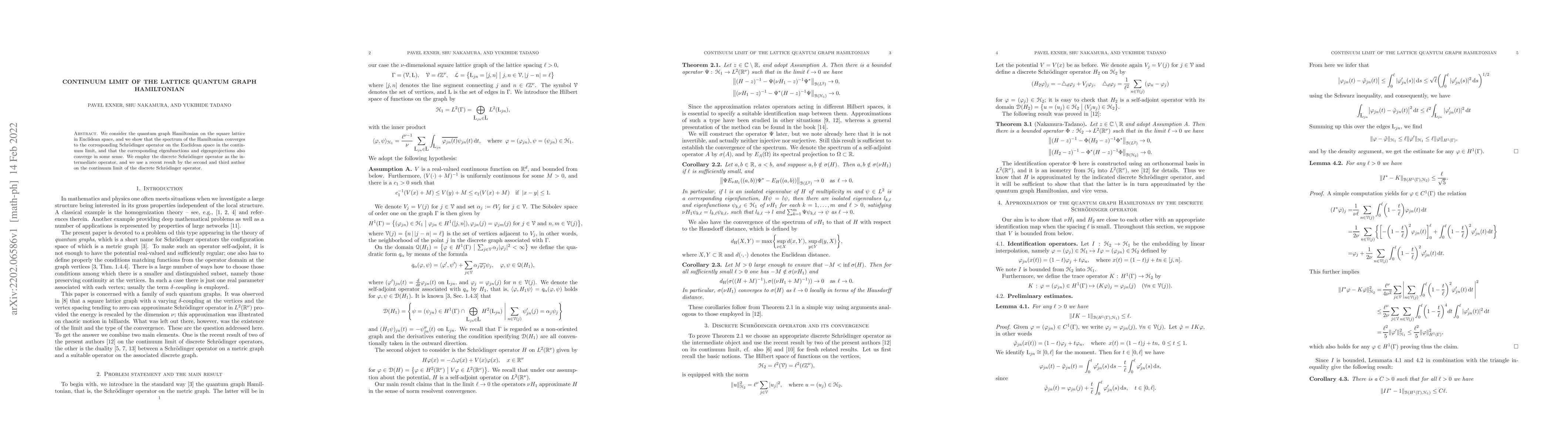 Thumbnail for Continuum limit of the lattice quantum graph Hamiltonian