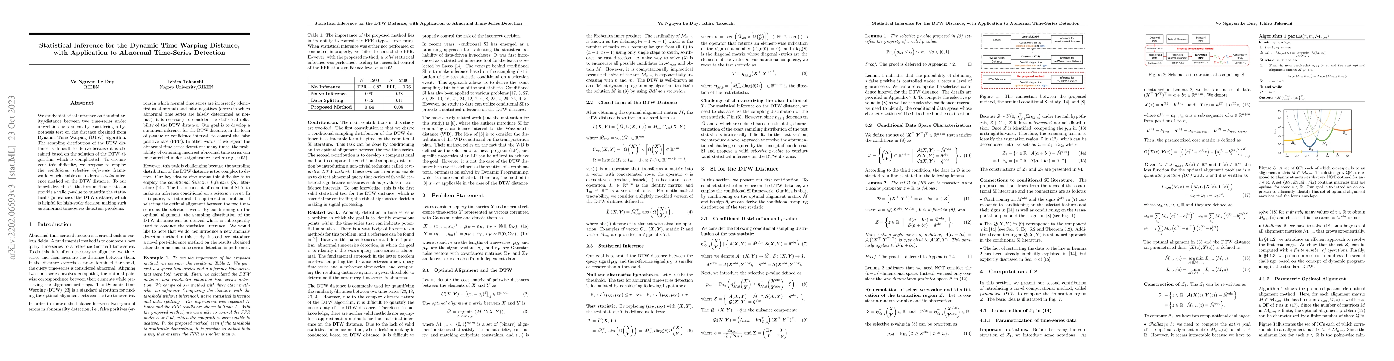 Thumbnail for Statistical Inference for the Dynamic Time Warping Distance, with
  Application to Abnormal Time-Series Detection