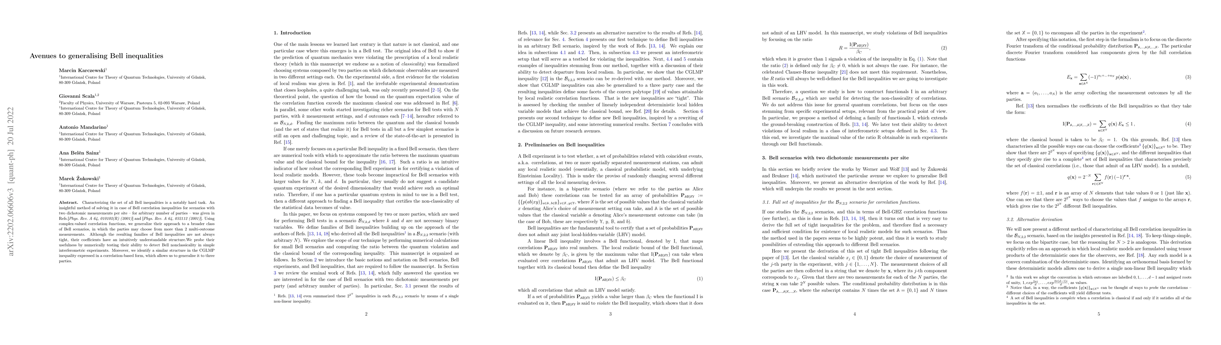 Thumbnail for Avenues to generalising Bell inequalities
