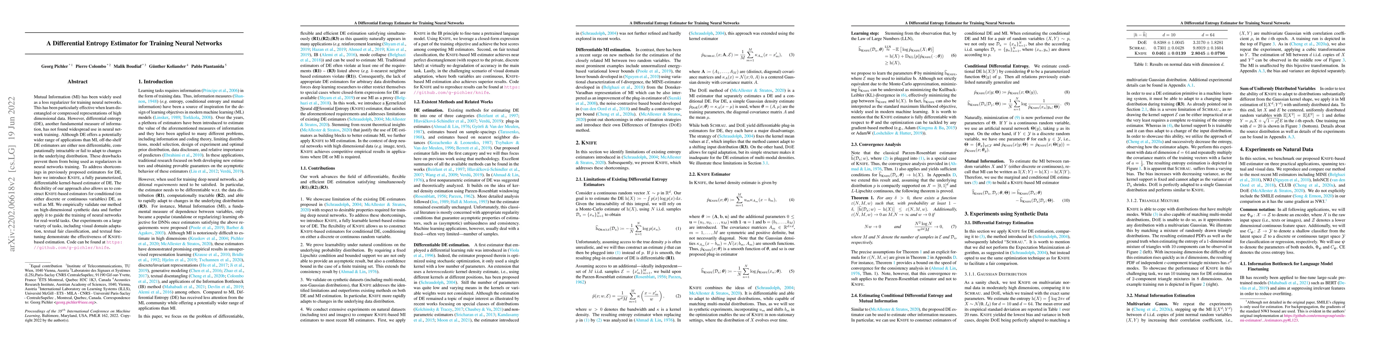 Thumbnail for A Differential Entropy Estimator for Training Neural Networks