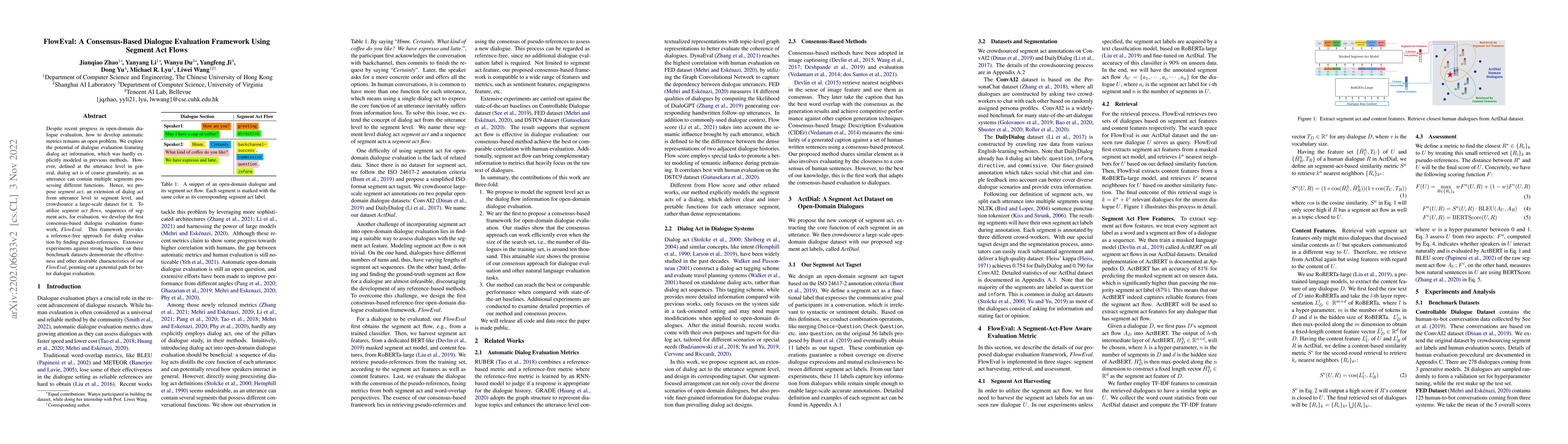 Thumbnail for FlowEval: A Consensus-Based Dialogue Evaluation Framework Using Segment
  Act Flows