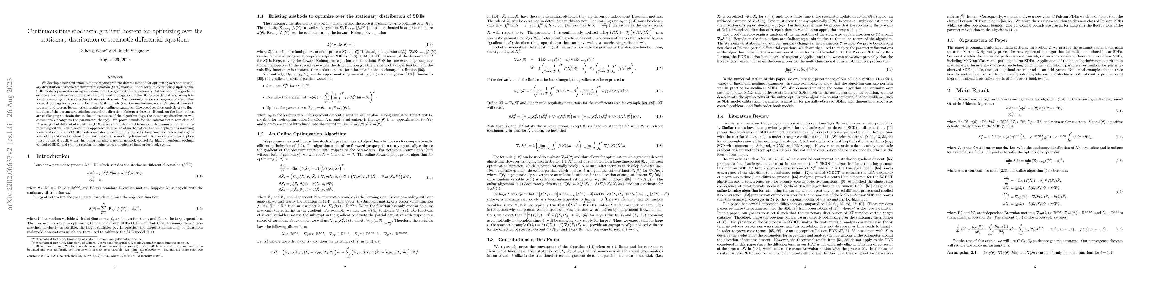 Thumbnail for Continuous-time stochastic gradient descent for optimizing over the
  stationary distribution of stochastic differential equations