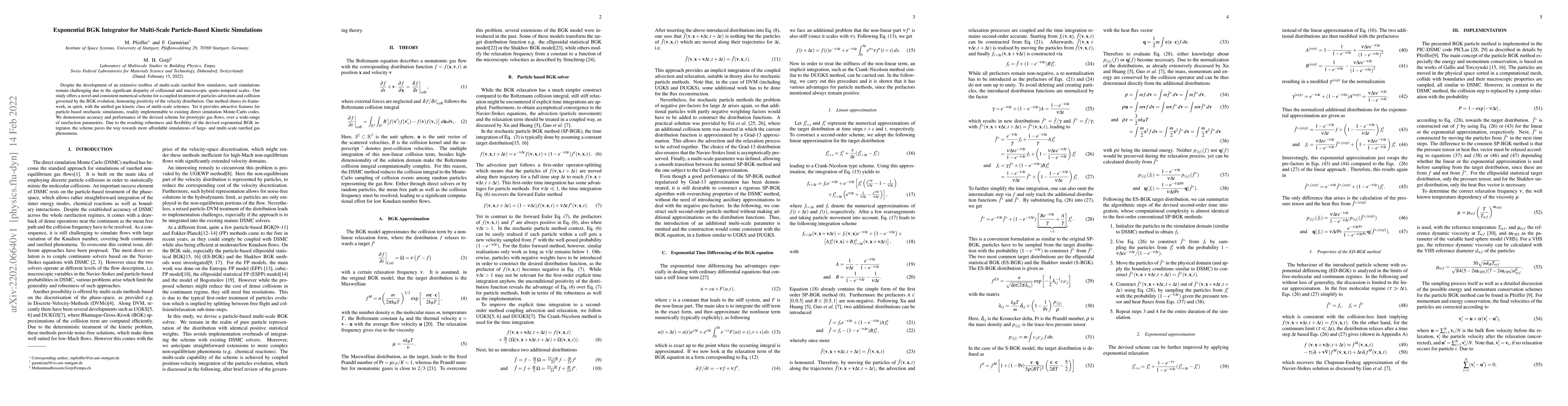 Thumbnail for Exponential BGK Integrator for Multi-Scale Particle-Based Kinetic
  Simulations