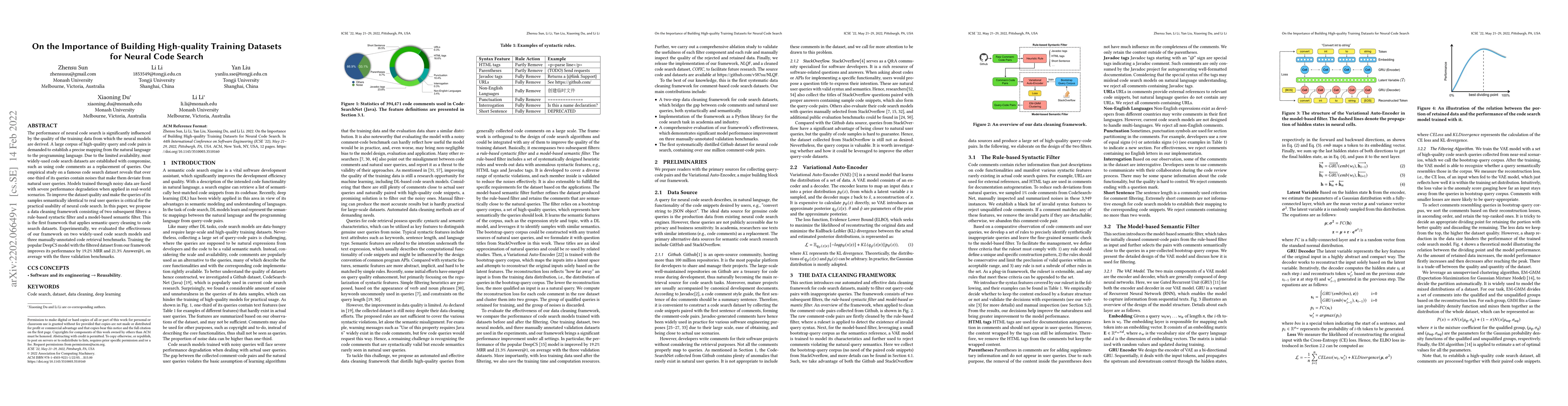 Thumbnail for On the Importance of Building High-quality Training Datasets for Neural
  Code Search
