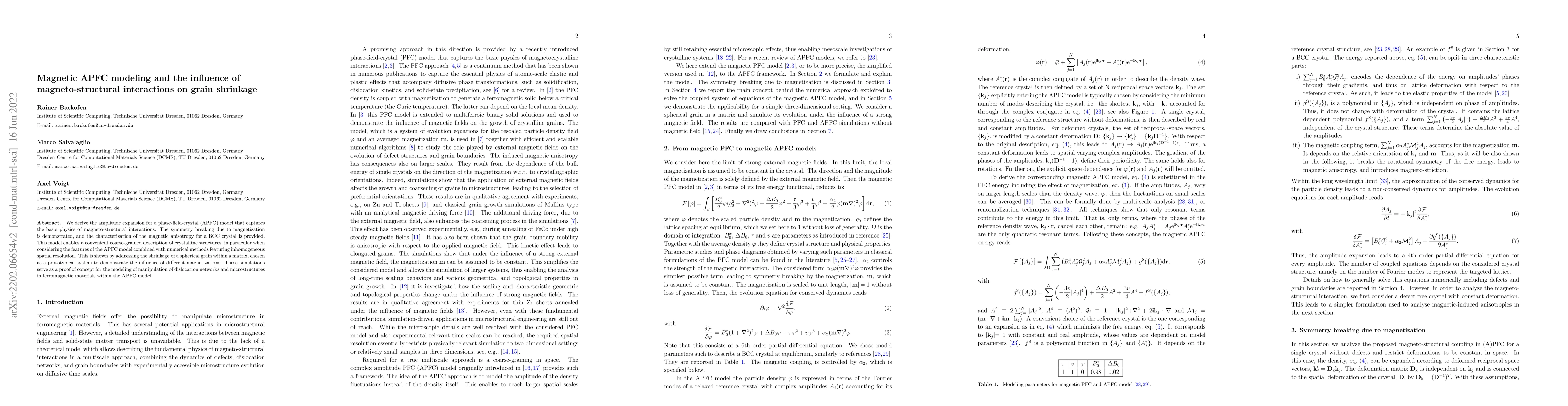 Thumbnail for Magnetic APFC modeling and the influence of magneto-structural
  interactions on grain shrinkage