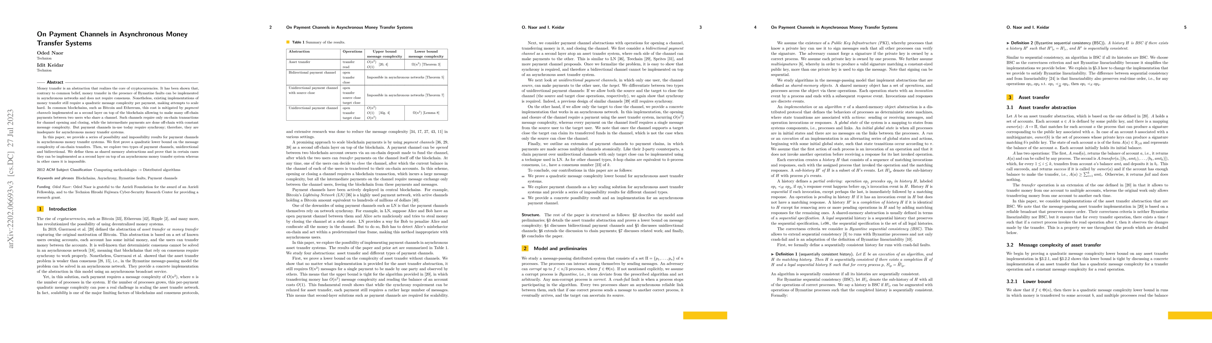 Thumbnail for On Payment Channels in Asynchronous Money Transfer Systems