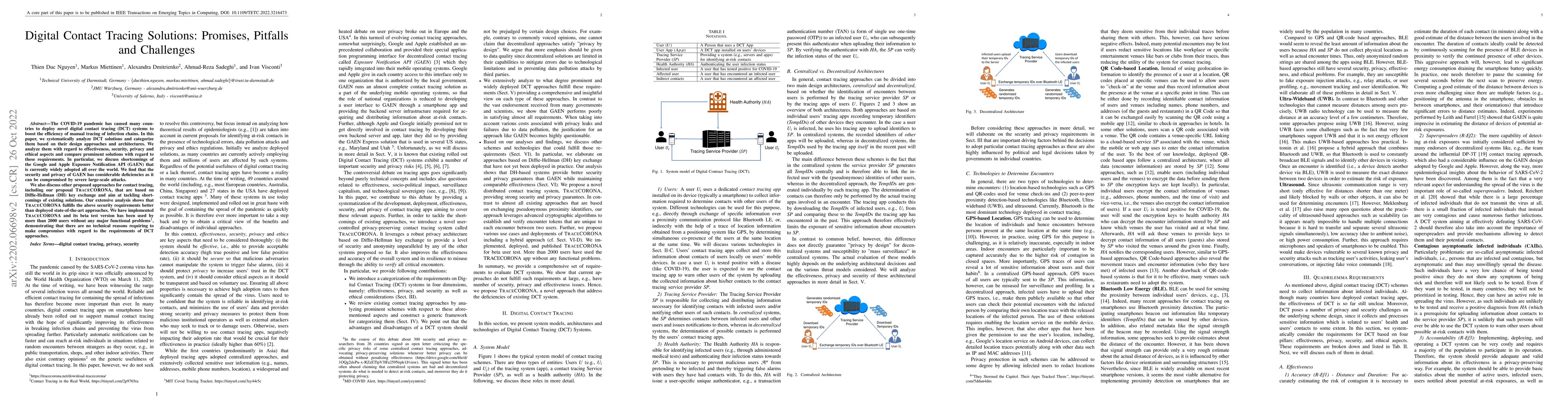 Thumbnail for Digital Contact Tracing Solutions: Promises, Pitfalls and Challenges