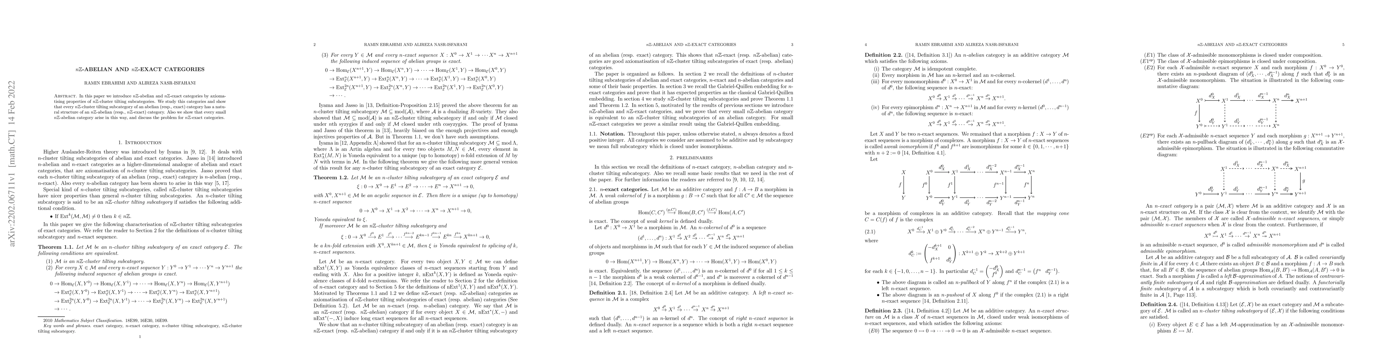 Thumbnail for $n\mathbb{Z}$-abelian and $n\mathbb{Z}$-exact categories