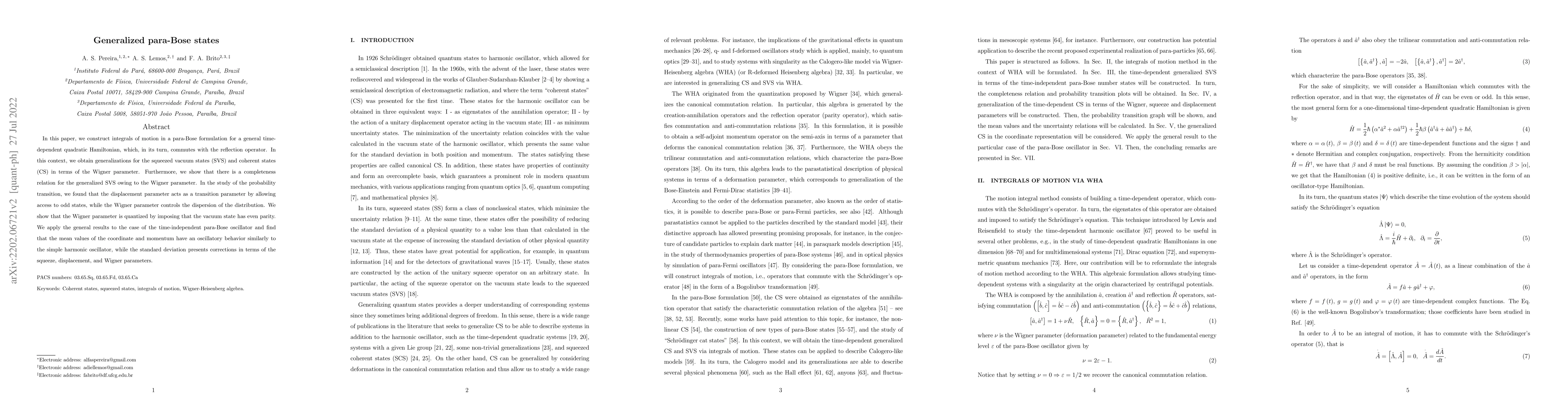 Thumbnail for Generalized para-Bose states