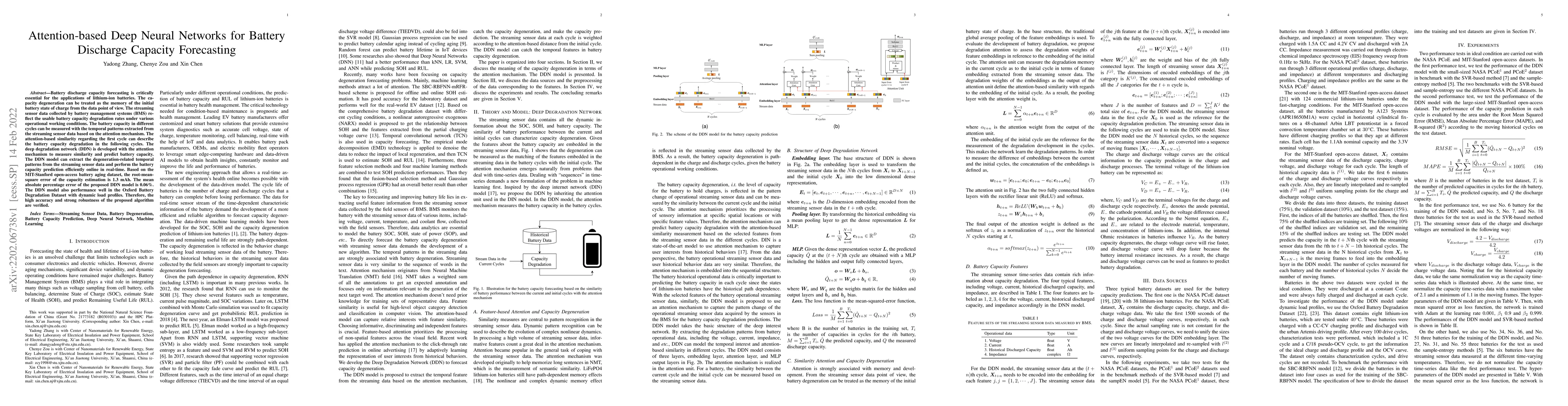 Thumbnail for Attention-based Deep Neural Networks for Battery Discharge Capacity
  Forecasting