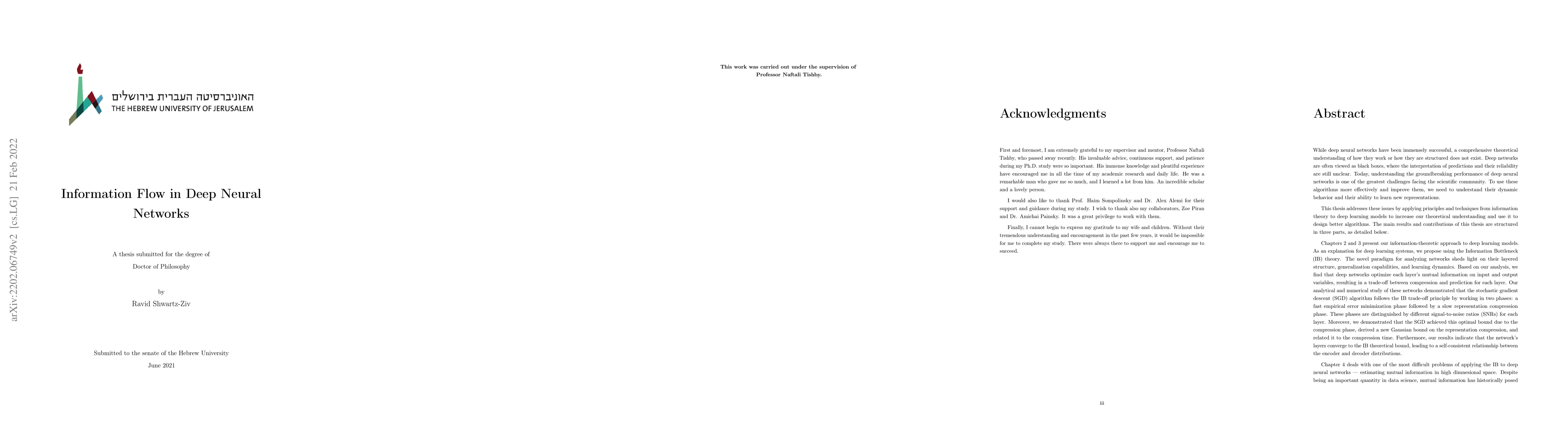 Thumbnail for Information Flow in Deep Neural Networks