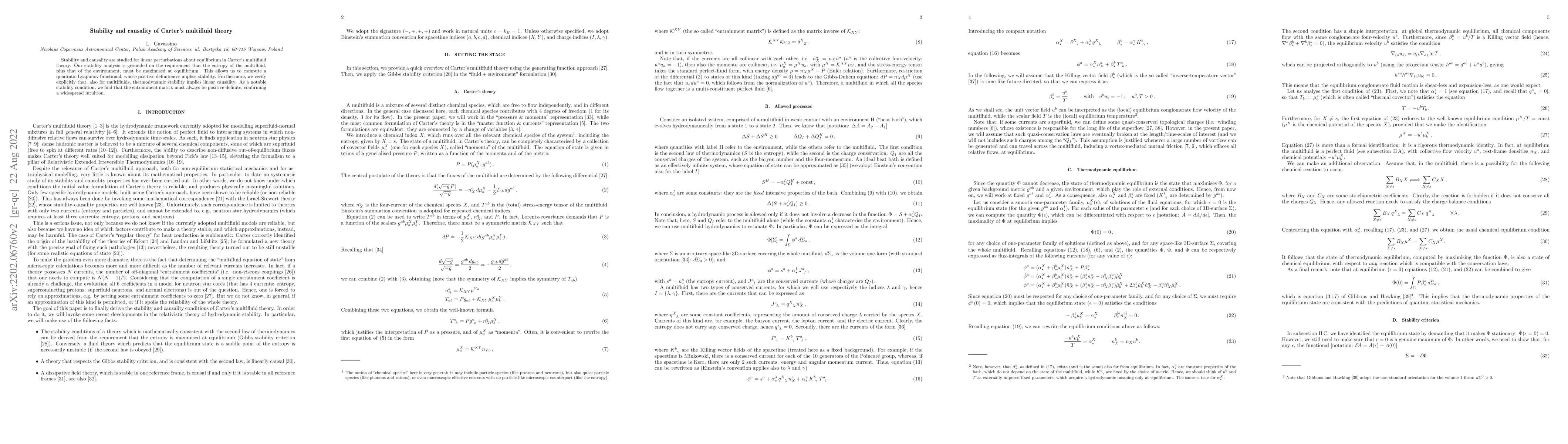 Thumbnail for Stability and causality of Carter's multifluid theory