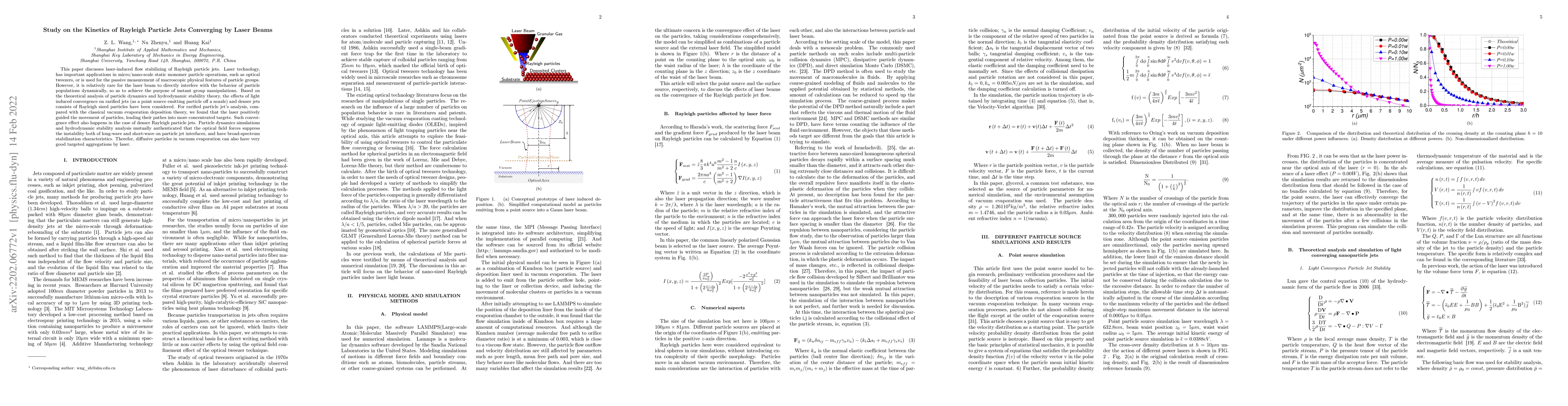 Thumbnail for Study on the Kinetics of Rayleigh Particle Jets Converging by Laser
  Beams