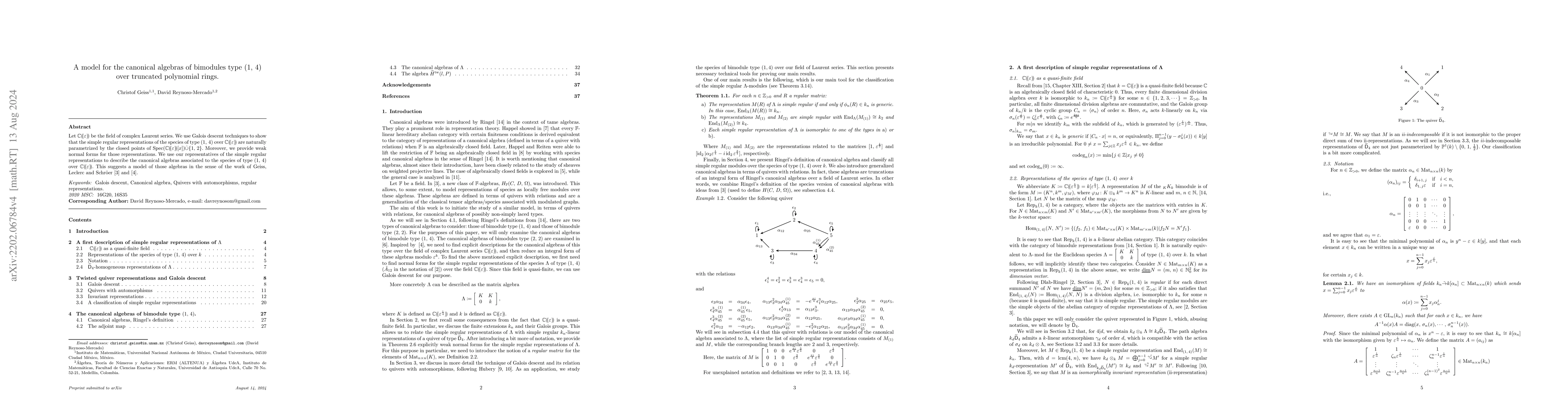 Thumbnail for A model for the canonical algebras of bimodules type (1, 4) over
  truncated polynomial rings