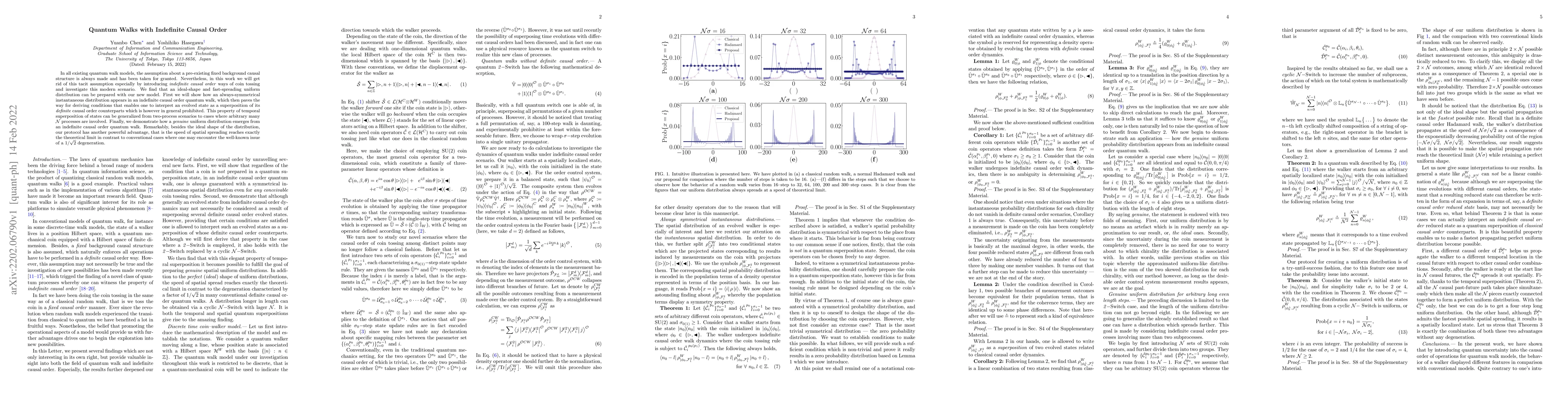 Thumbnail for Quantum Walks with Indefinite Causal Order