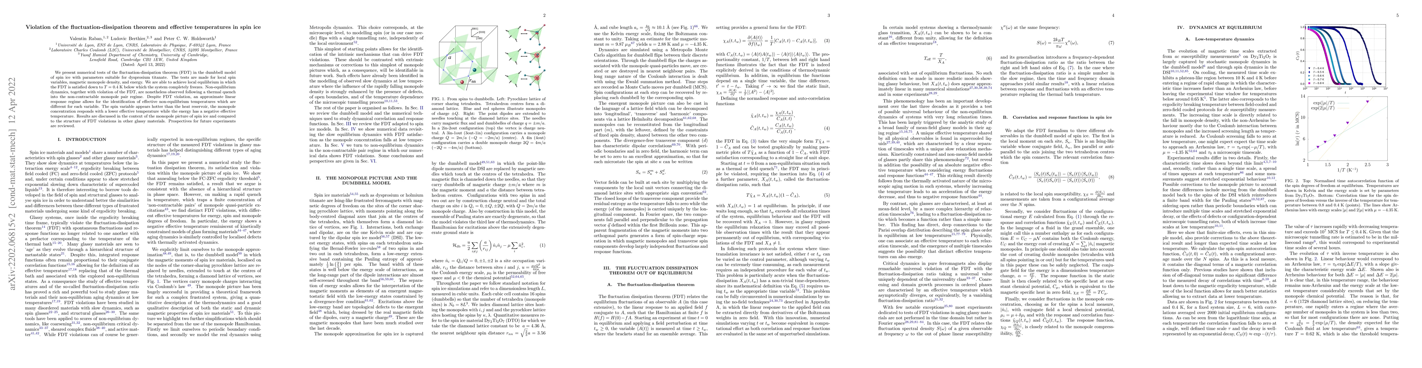 Thumbnail for Violation of the fluctuation-dissipation theorem and effective
  temperatures in spin ice