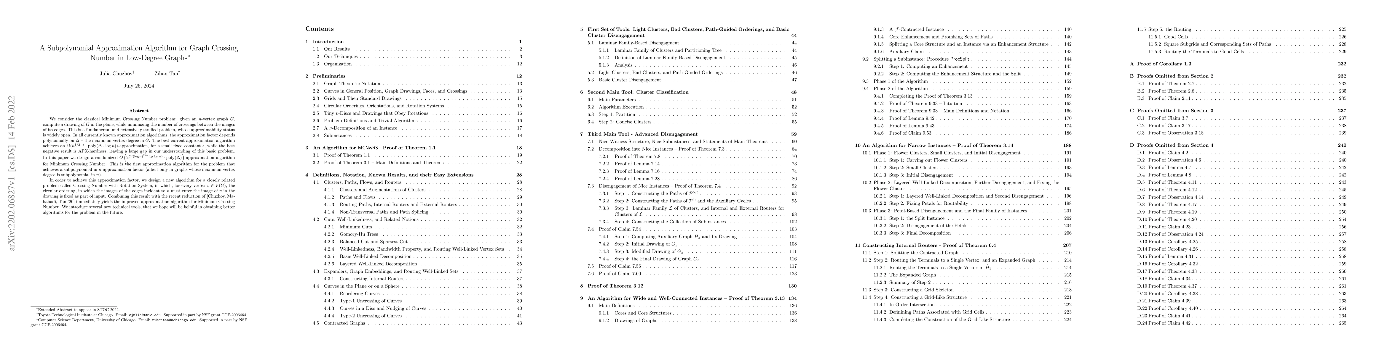 Thumbnail for A Subpolynomial Approximation Algorithm for Graph Crossing Number in
  Low-Degree Graphs