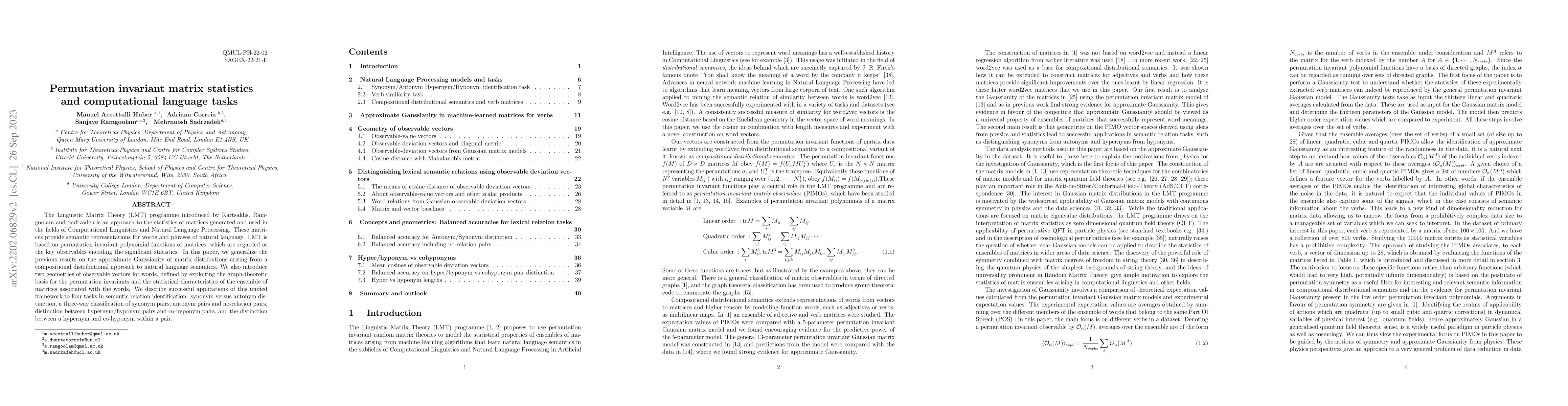 Thumbnail for Permutation invariant matrix statistics and computational language tasks