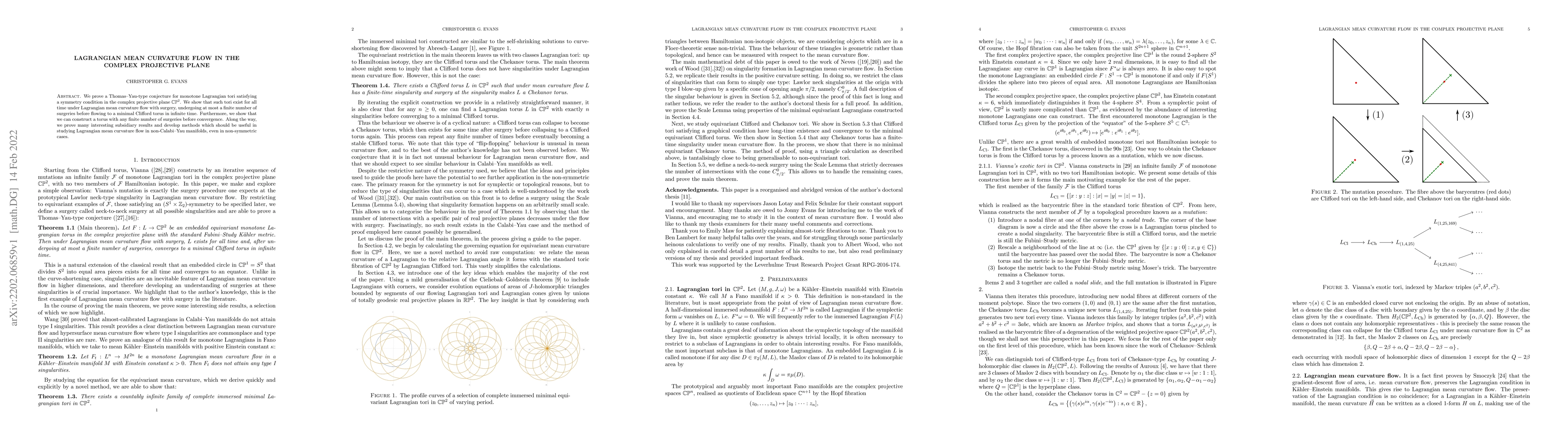 Thumbnail for Lagrangian mean curvature flow in the complex projective plane
