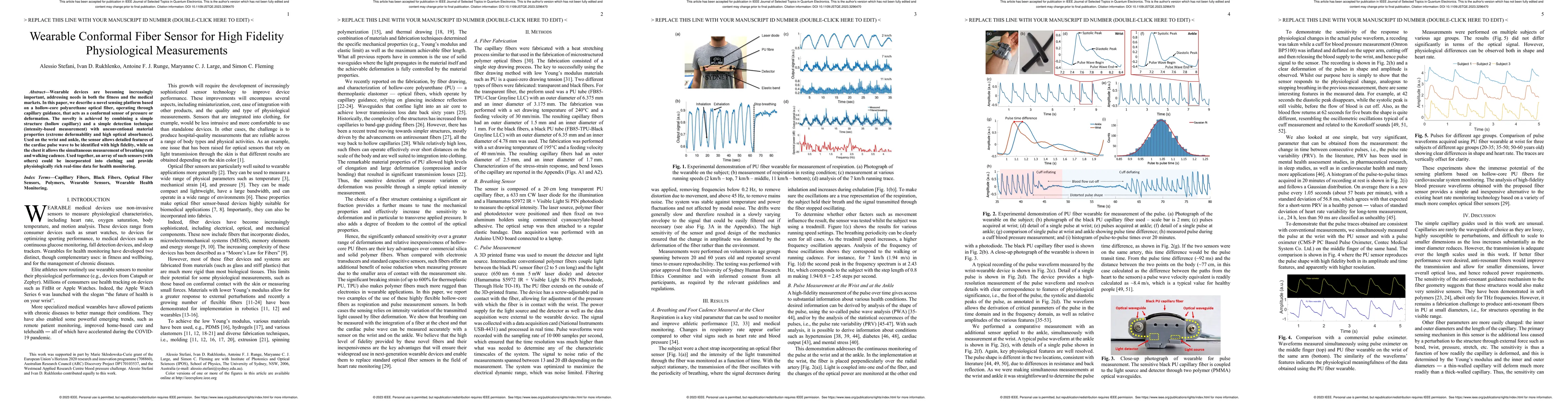 Thumbnail for Wearable Conformal Fiber Sensor for High Fidelity Physiological
  Measurements