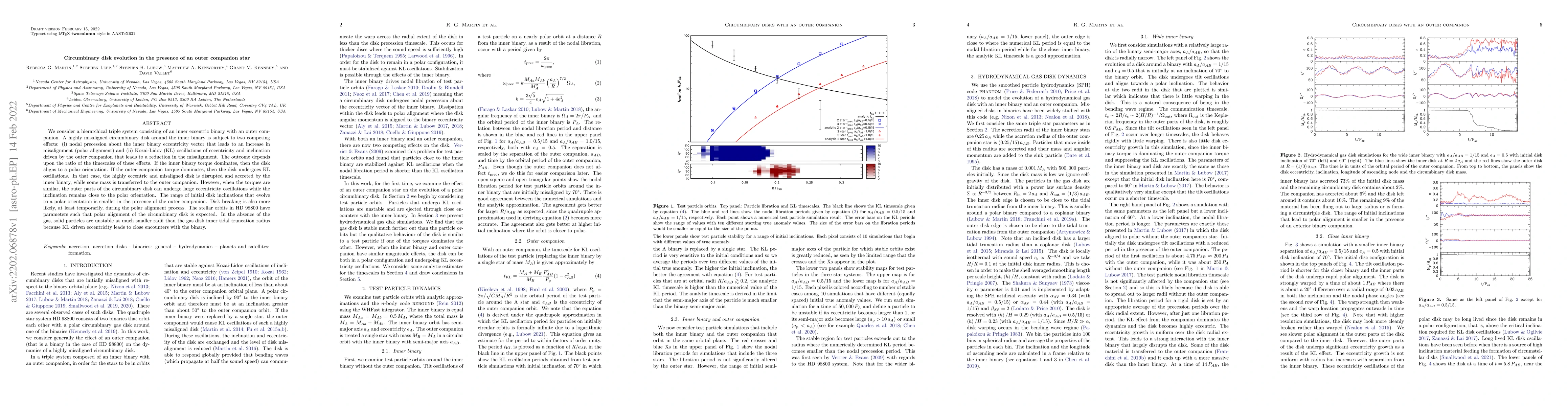 Thumbnail for Circumbinary disk evolution in the presence of an outer companion star