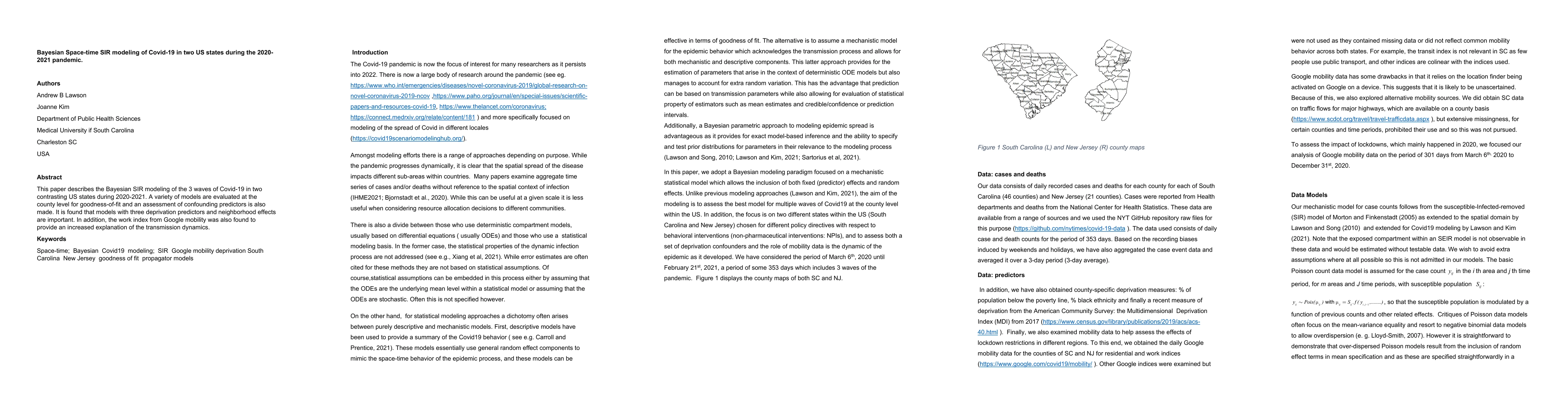 Thumbnail for Bayesian Space-time SIR modeling of Covid-19 in two US states during the
  2020-2021 pandemic
