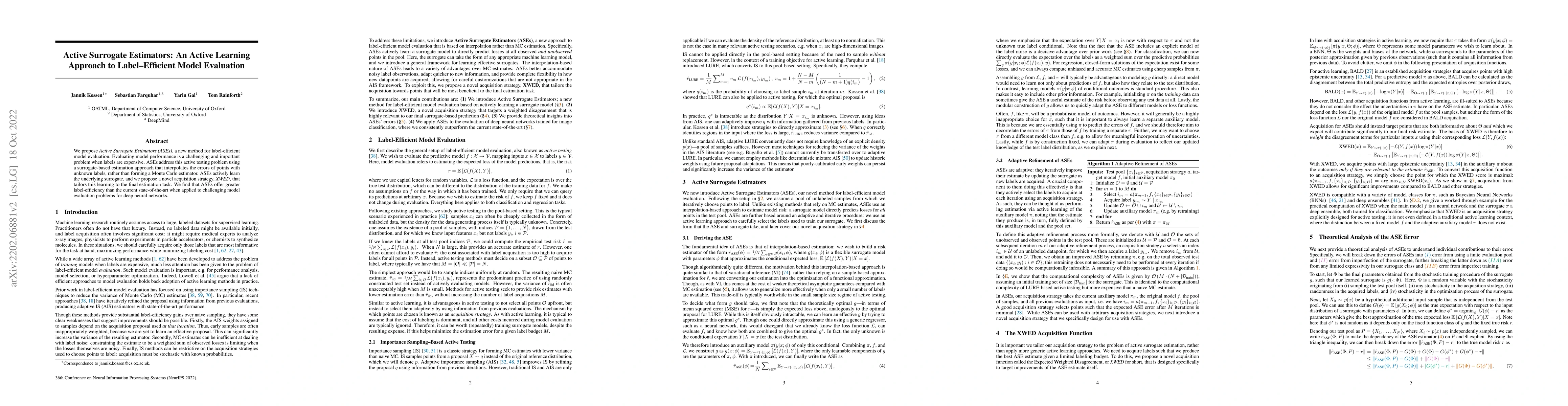 Thumbnail for Active Surrogate Estimators: An Active Learning Approach to
  Label-Efficient Model Evaluation