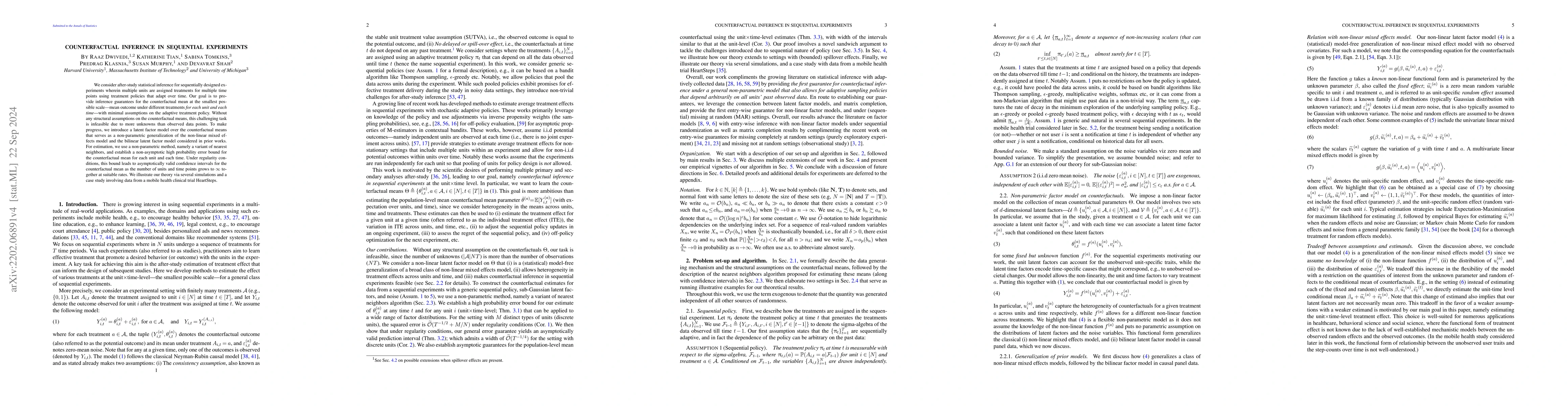 Thumbnail for Counterfactual inference for sequential experiments