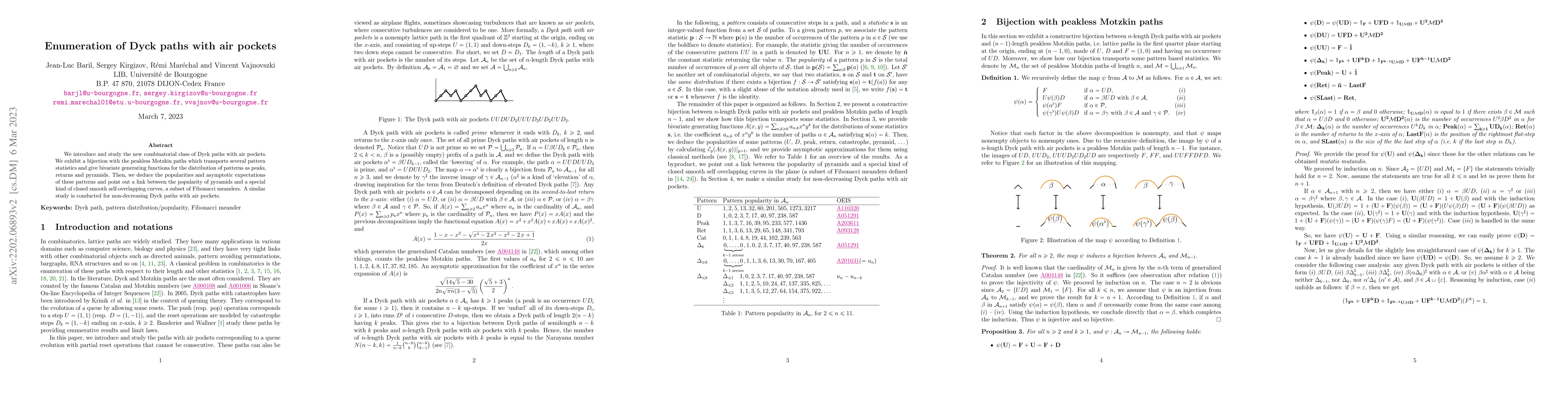 Thumbnail for Enumeration of Dyck paths with air pockets