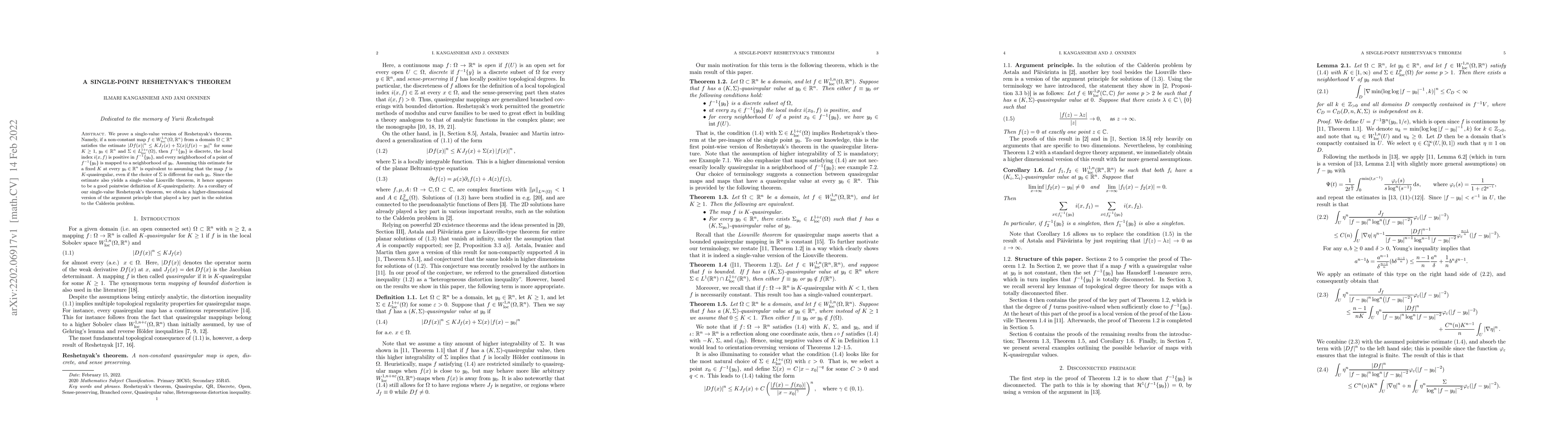 Thumbnail for A single-point Reshetnyak's theorem