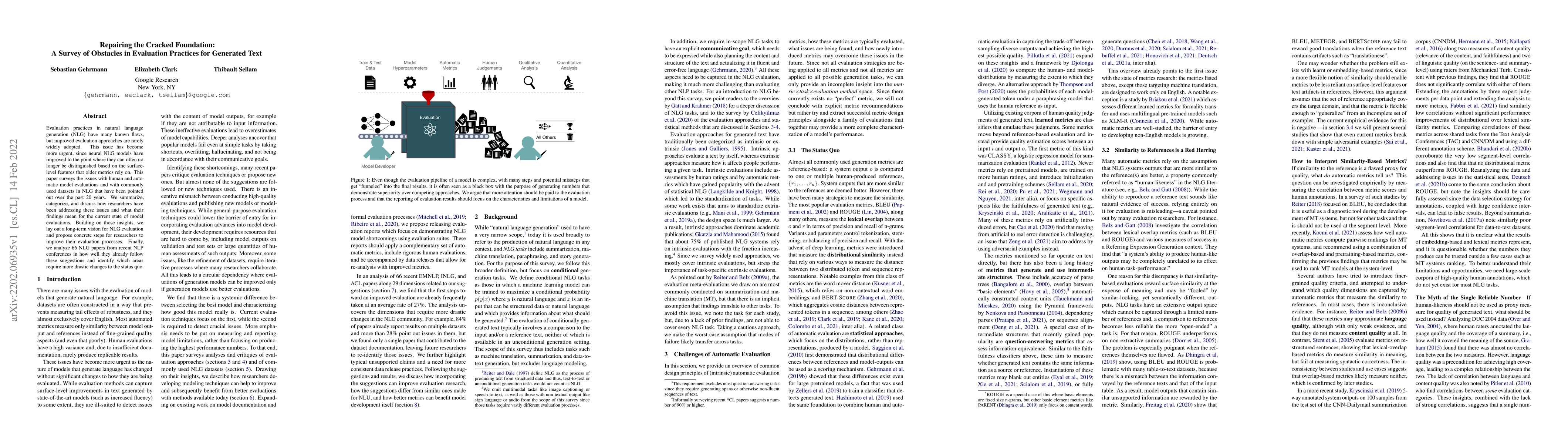Thumbnail for Repairing the Cracked Foundation: A Survey of Obstacles in Evaluation
  Practices for Generated Text
