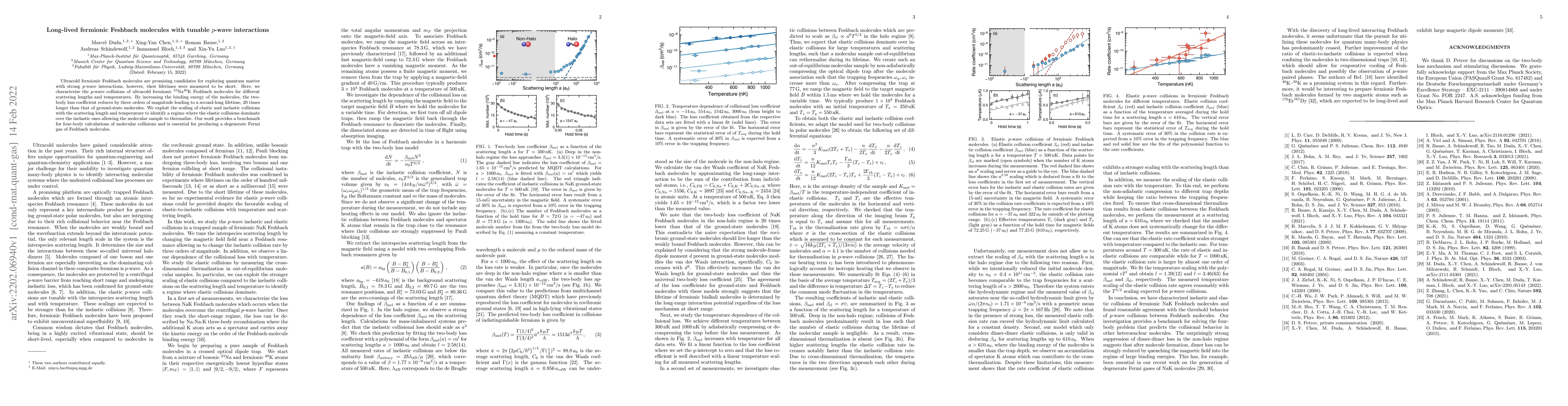 Thumbnail for Long-lived fermionic Feshbach molecules with tunable $p$-wave
  interactions