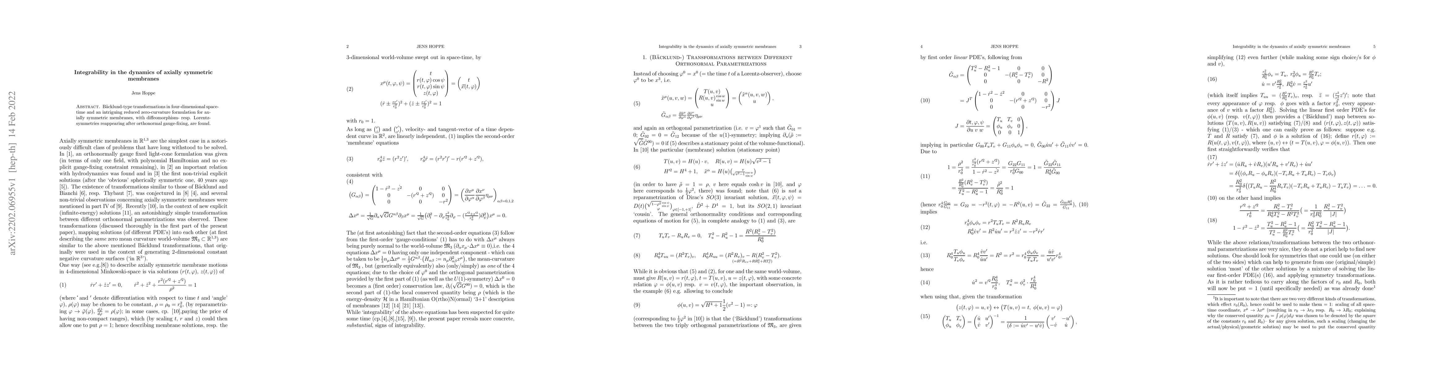 Thumbnail for Integrability in the dynamics of axially symmetric membranes