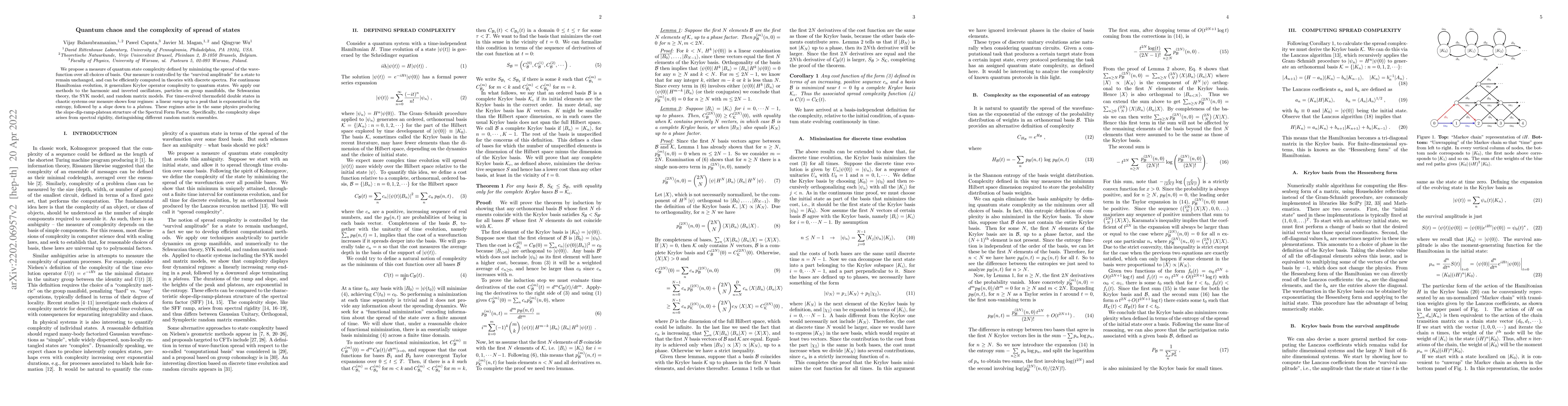Thumbnail for Quantum chaos and the complexity of spread of states