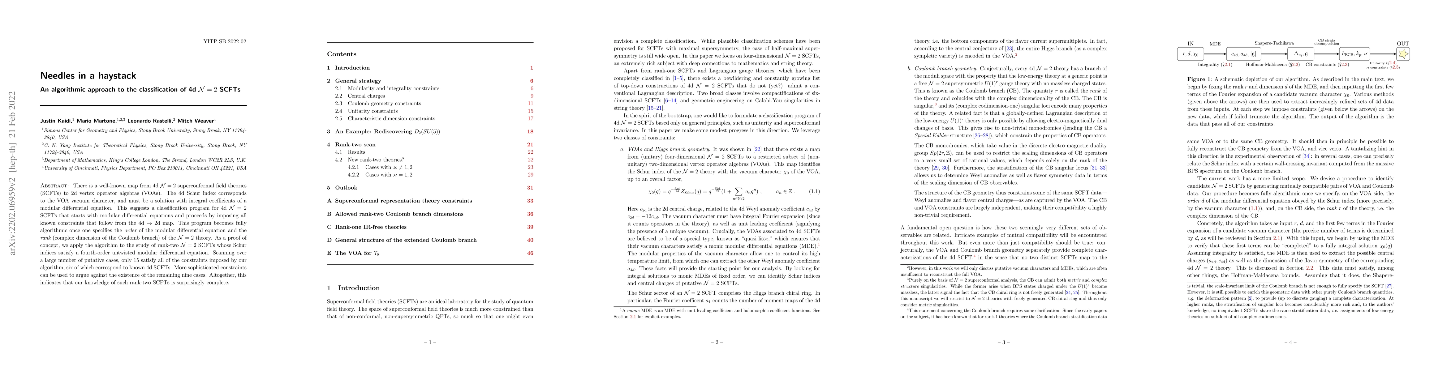 Thumbnail for Needles in a haystack: An algorithmic approach to the classification of
  4d $\mathcal{N}=2$ SCFTs