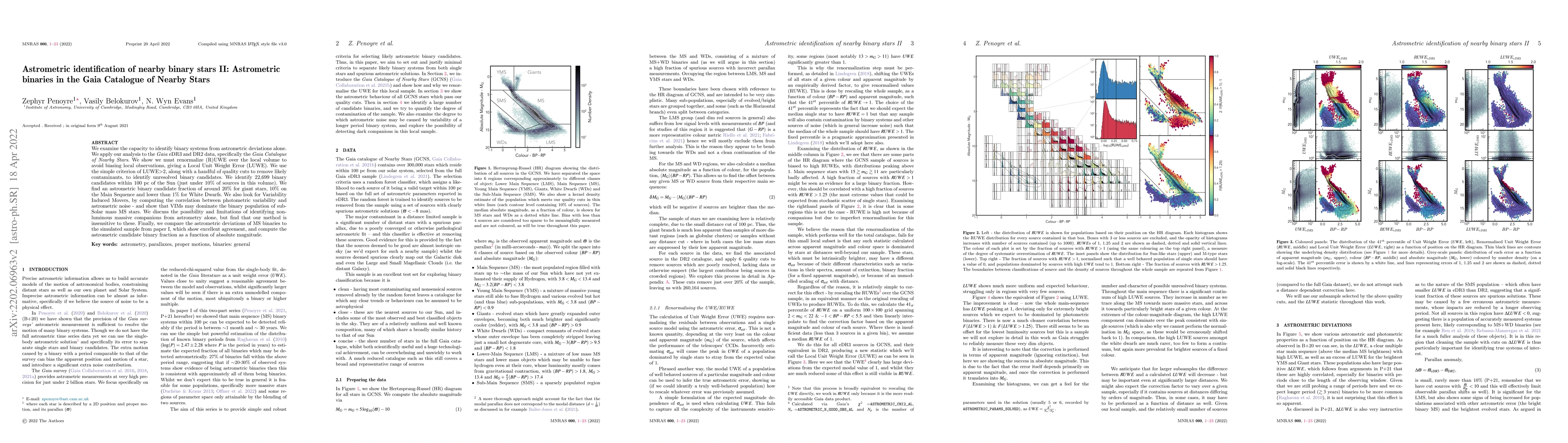 Thumbnail for Astrometric identification of nearby binary stars II: Astrometric
  binaries in the Gaia Catalogue of Nearby Stars