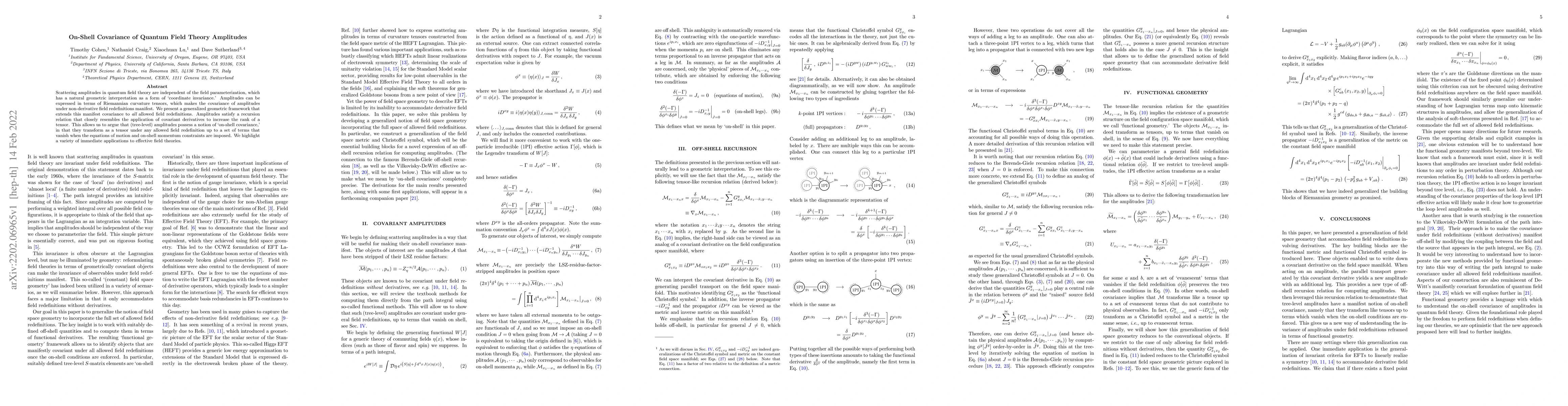 Thumbnail for On-Shell Covariance of Quantum Field Theory Amplitudes
