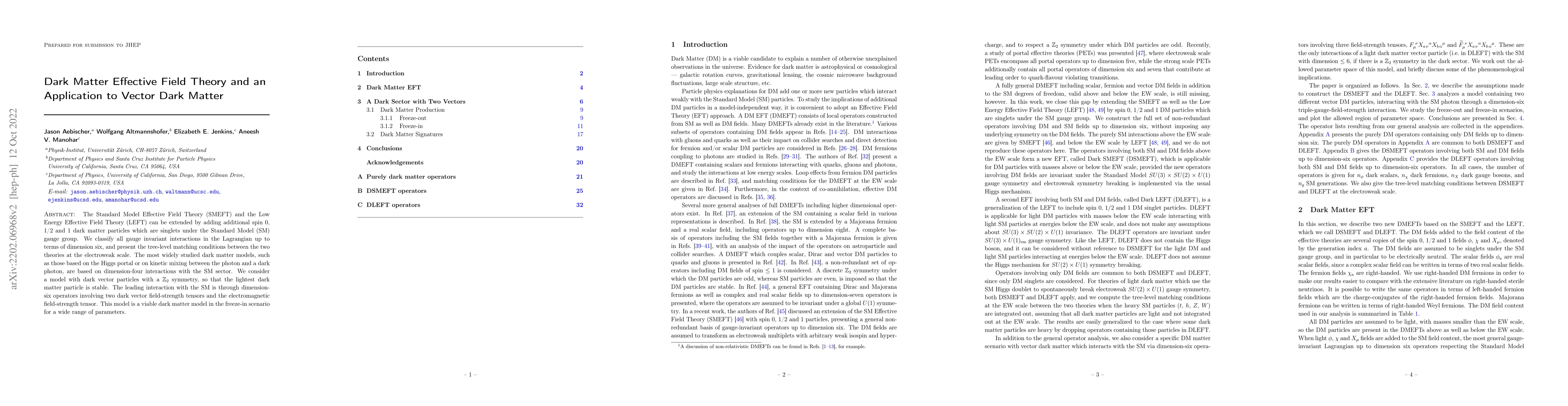 Thumbnail for Dark Matter Effective Field Theory and an Application to Vector Dark
  Matter