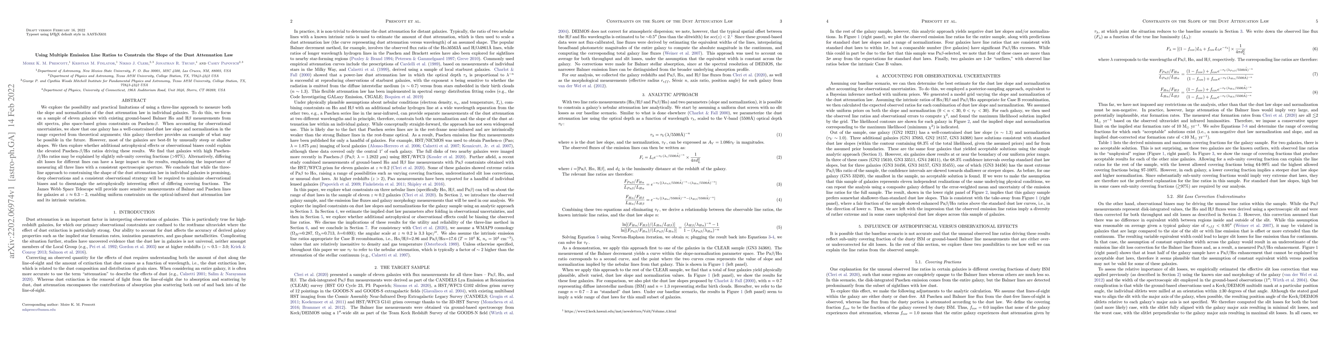 Thumbnail for Using Multiple Emission Line Ratios to Constrain the Slope of the Dust
  Attenuation Law