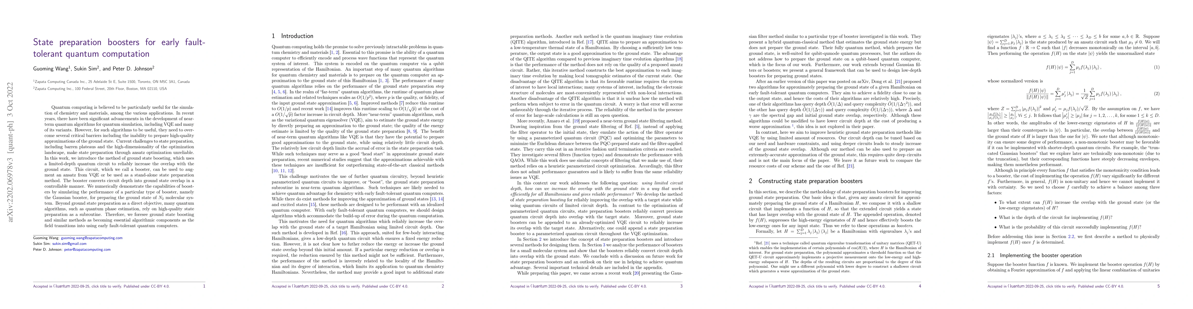 Thumbnail for State Preparation Boosters for Early Fault-Tolerant Quantum Computation